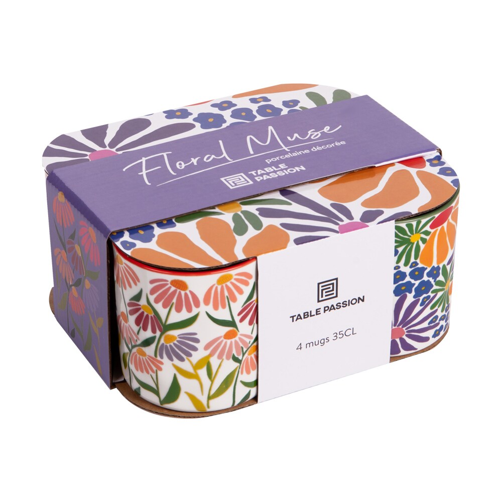Coffret de 4 mugs Floral Muse 35 cl
