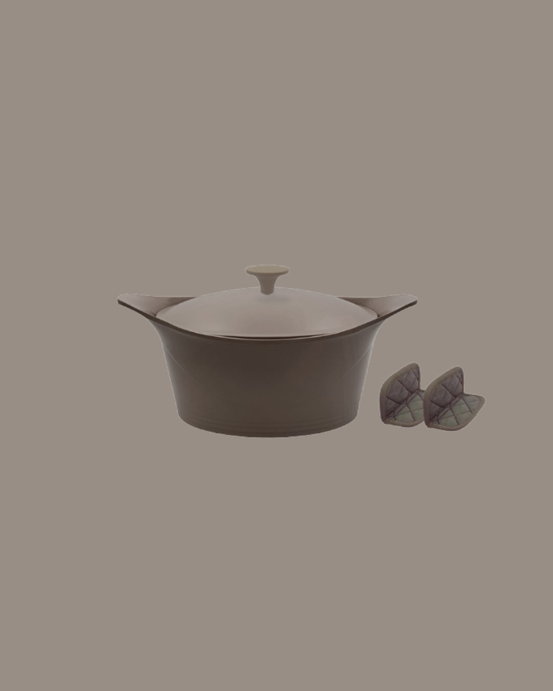 L’Incroyable Cocotte 24 cm Moka – Cookut – Avec manique et poignée inclus