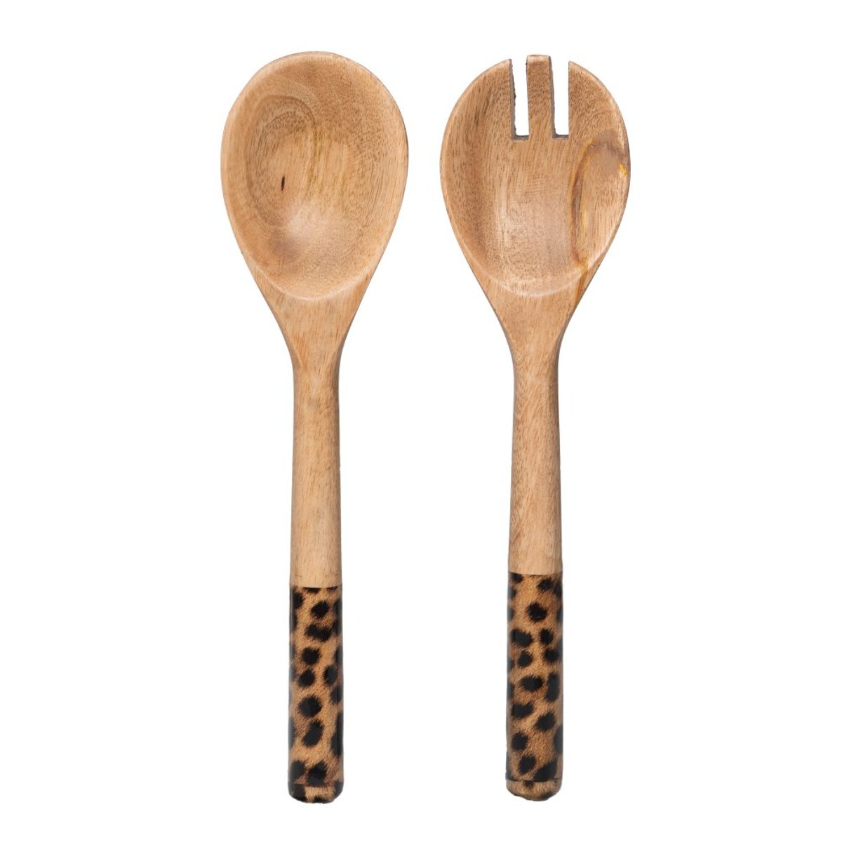 Couverts à salade Léopard en manguier 28cm
