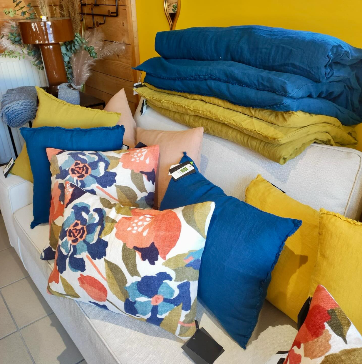 Coussin Viti II 40x60 cm Bleu Gitane 100% Lin lavé