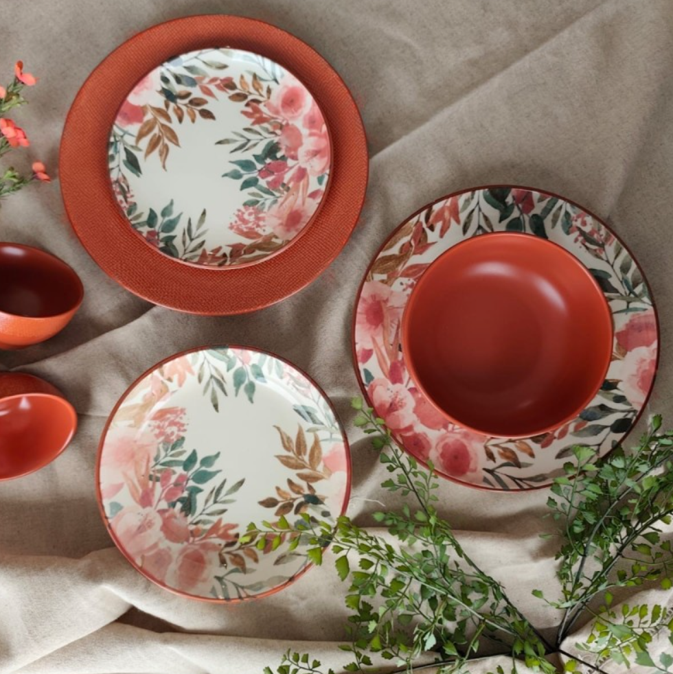 Coffret de 6 assiettes à dessert Pink Flor 21 cm