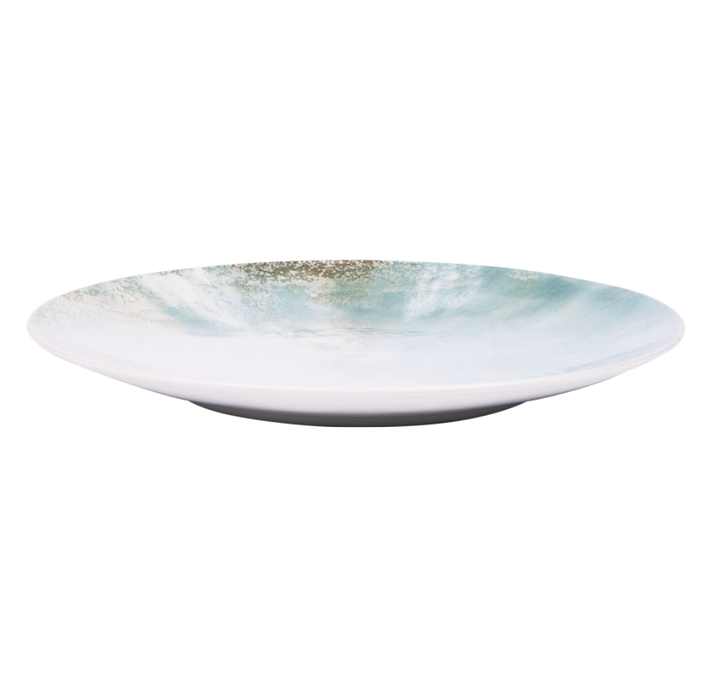 Coffret de 6 assiettes plates en grès bleu Islande 27 cm