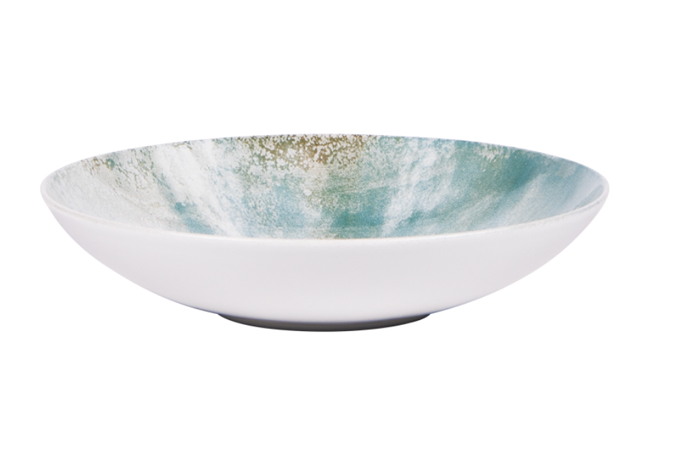 Coffret de 6 Assiettes creuses 22 cm en grès bleu Islande