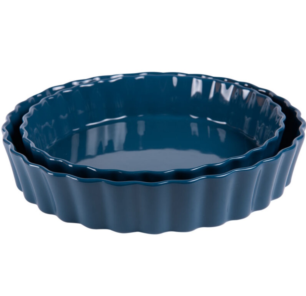 Set de 2 tourtières Bleu 24,5 et 28 cm