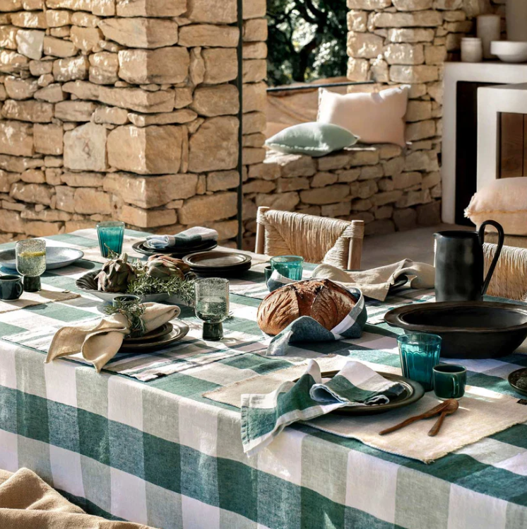 Nappe à Carreaux PALMA – 160x300 cm – Céladon – Lin