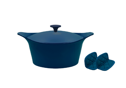 L’Incroyable Cocotte 28 cm Myrtille – Cookut – Avec manique et poignée inclus