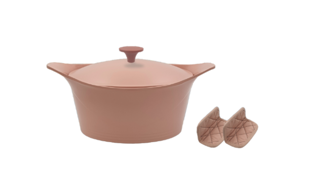 L'incroyable Cocotte 24cm Guimauve - Cookut - Avec manique et poignée inclus