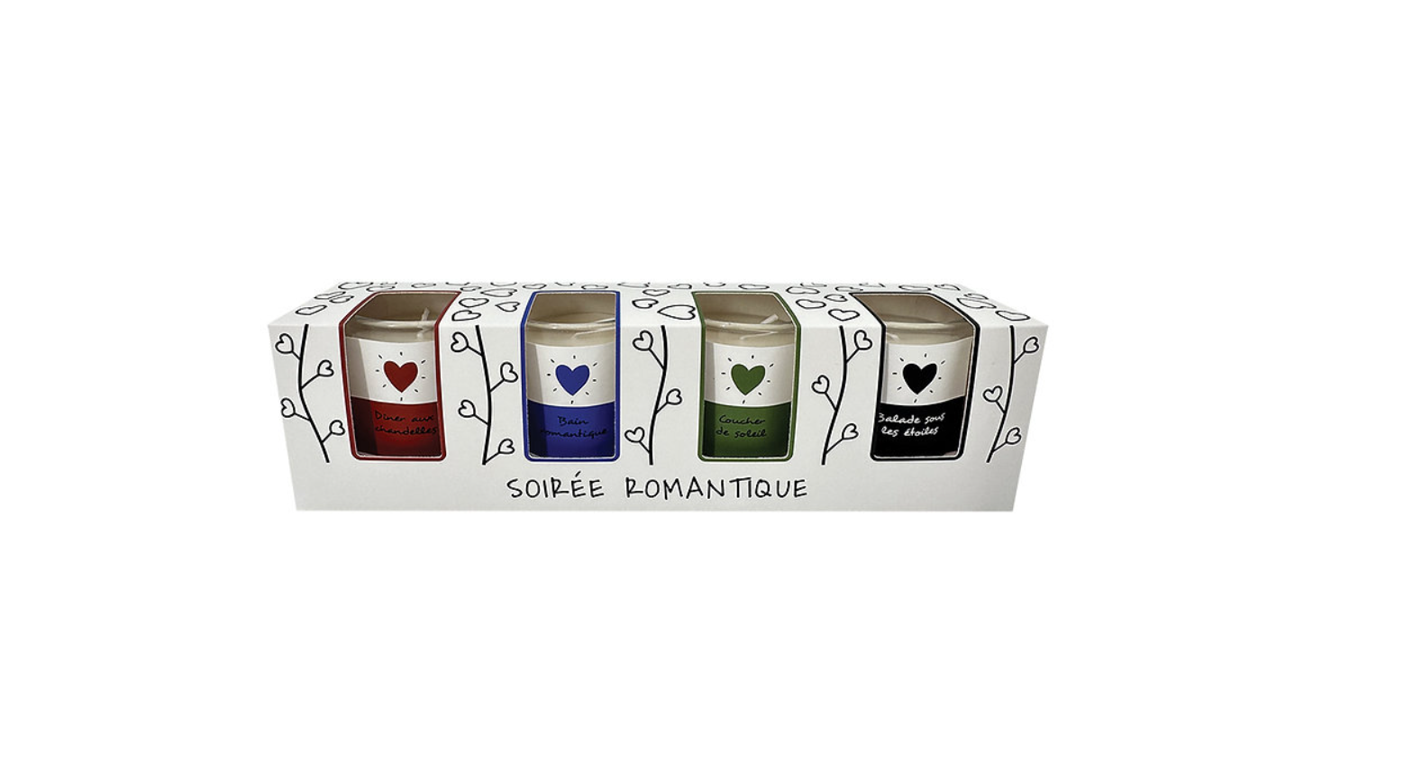 Coffret de 4 bougies soirée romantique