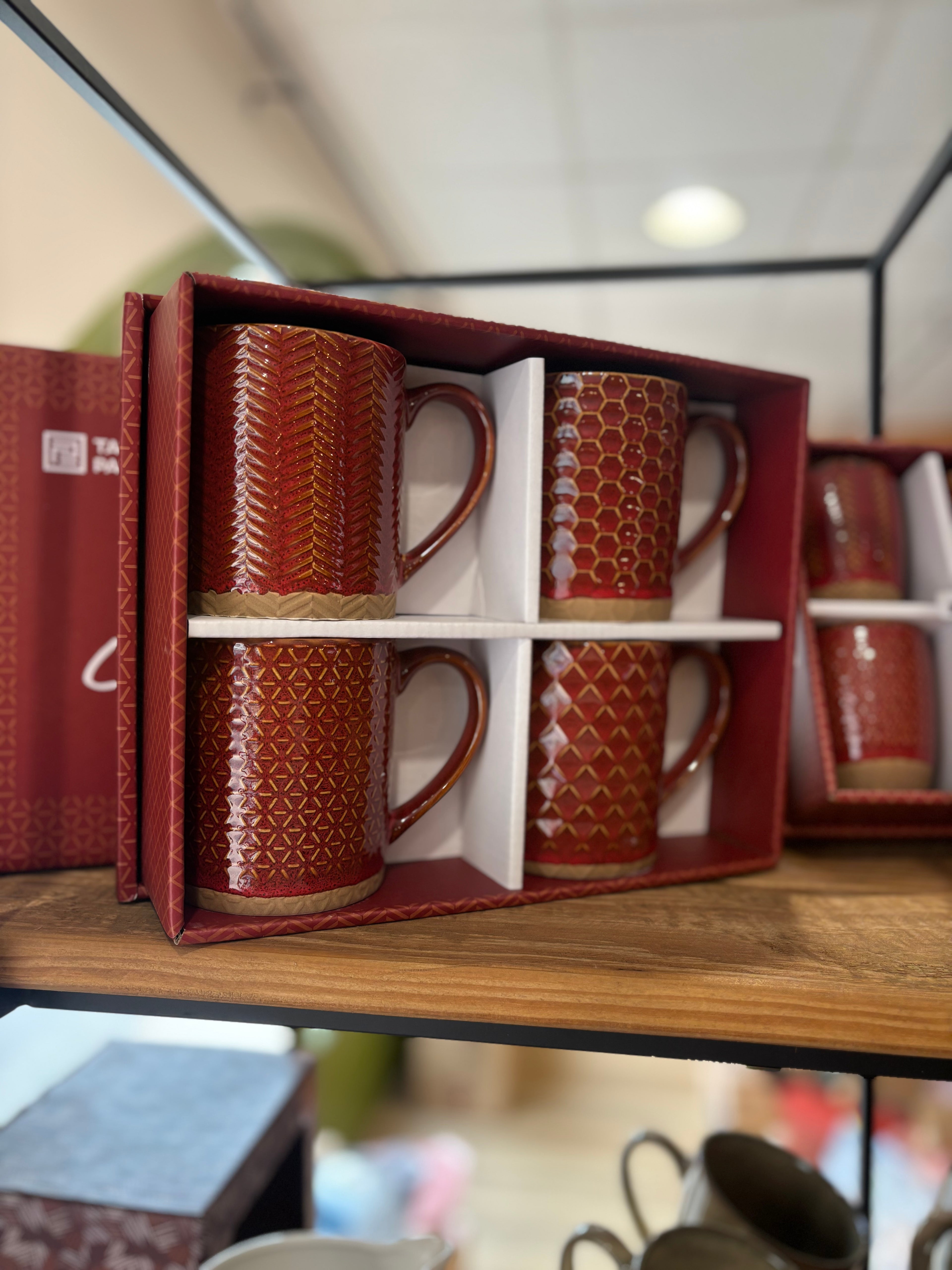 Coffret 4 Mugs Jaspe Rouge