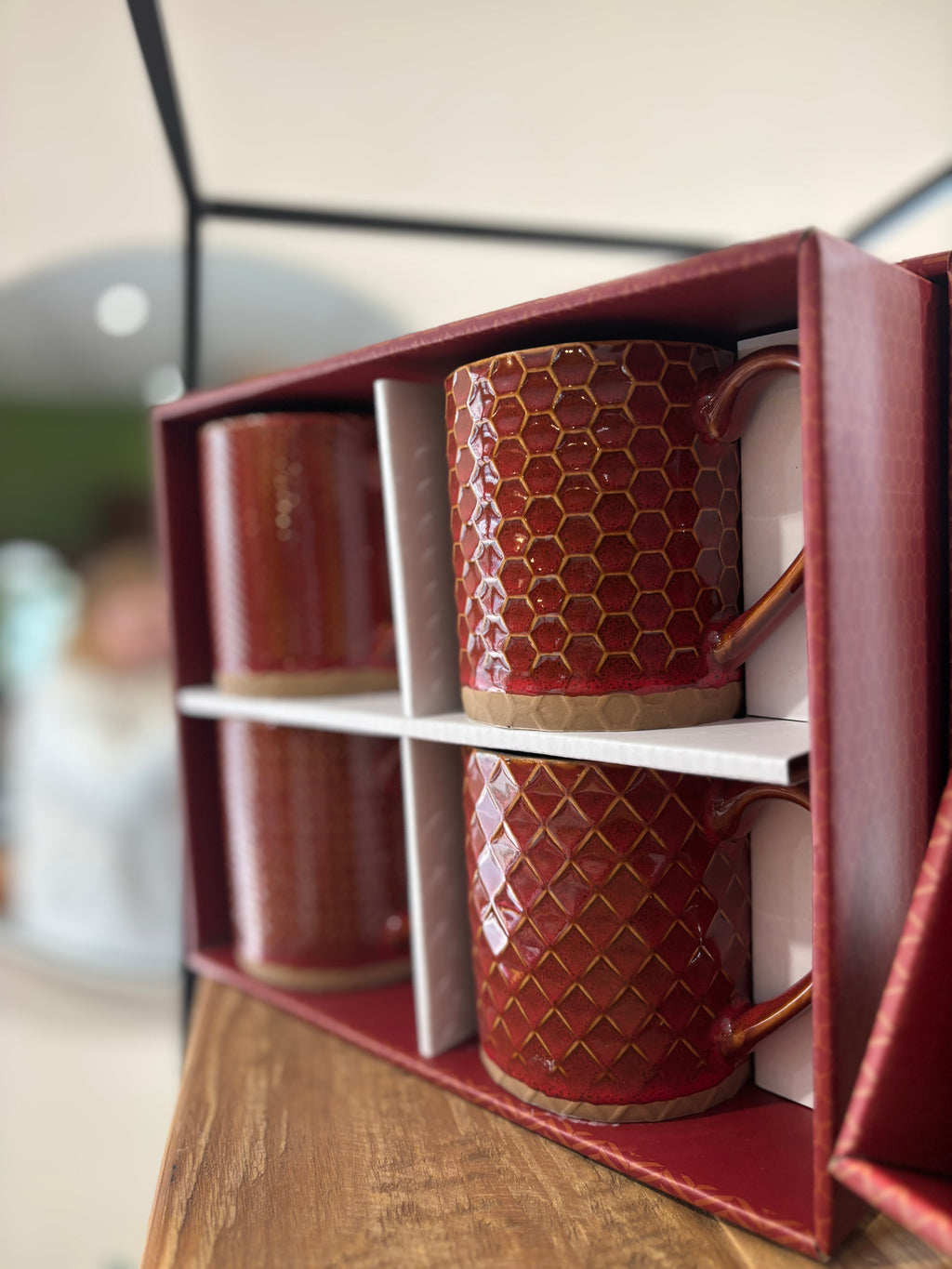 Coffret 4 Mugs Jaspe Rouge