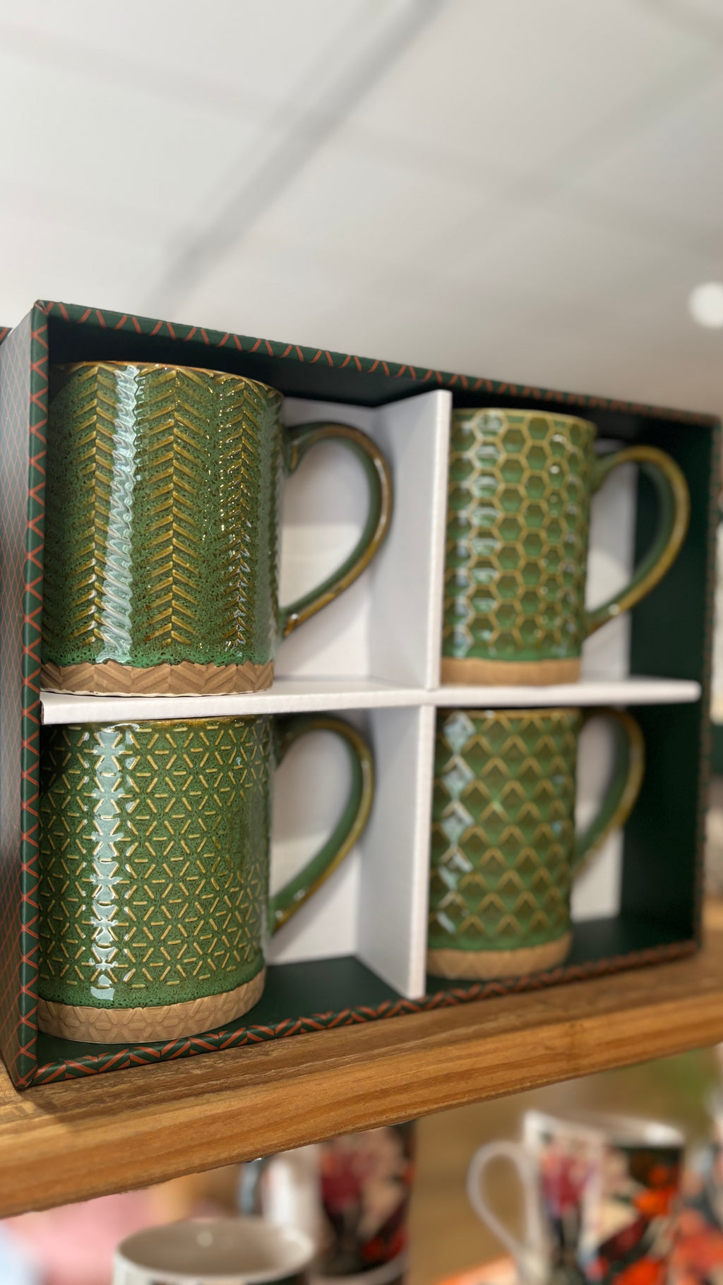 Coffret 4 Mugs Jaspe Vert
