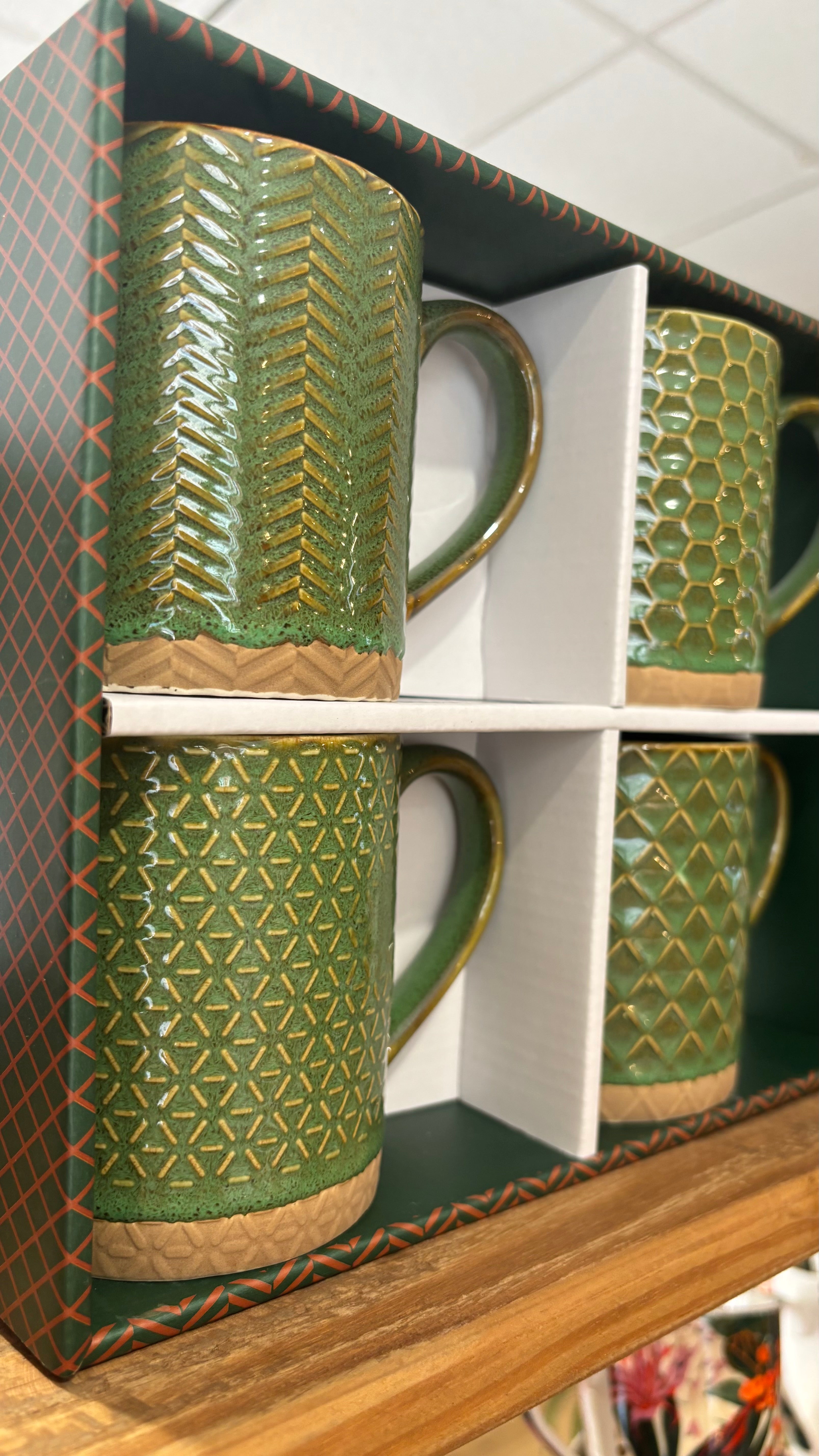 Coffret 4 Mugs Jaspe Vert