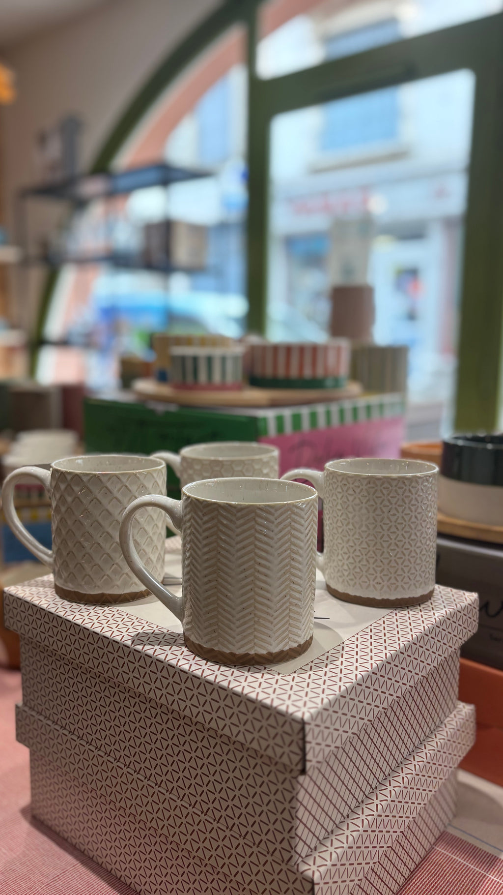 Coffret de 4 Mugs Jaspe Beige