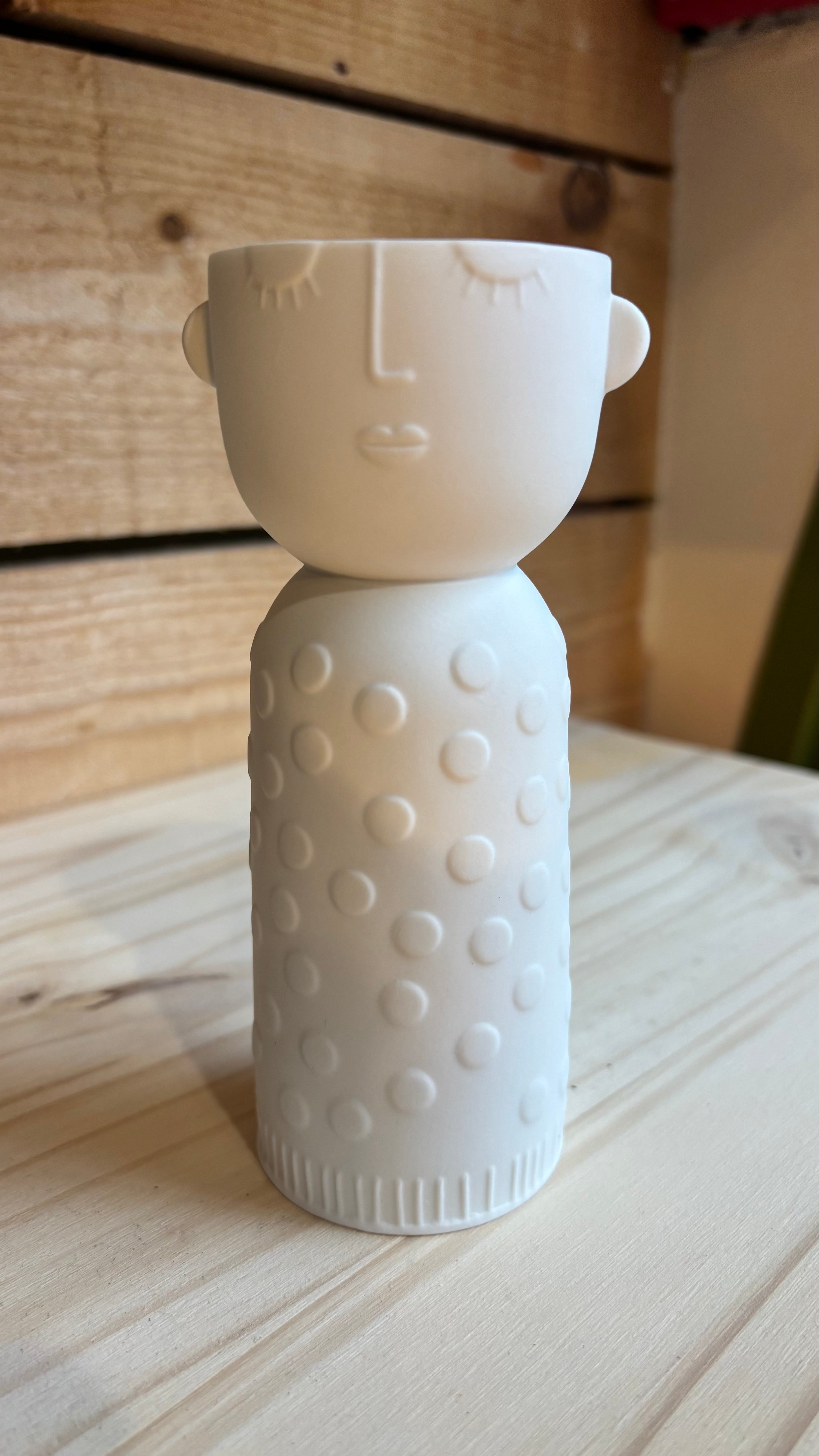 Vase Soliflore Visage Luna en Porcelaine H15 cm