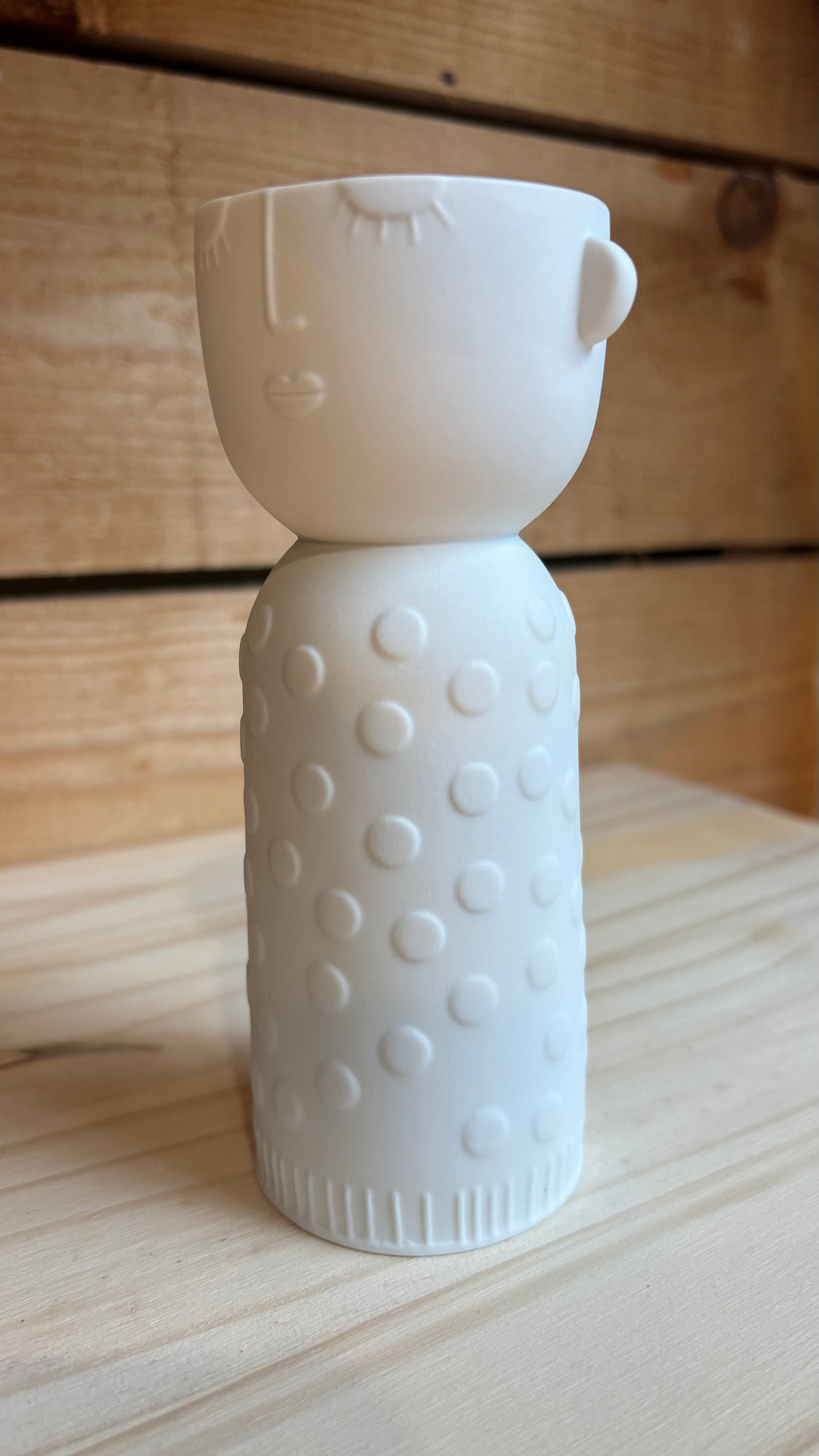 Vase Soliflore Visage Luna en Porcelaine H15 cm