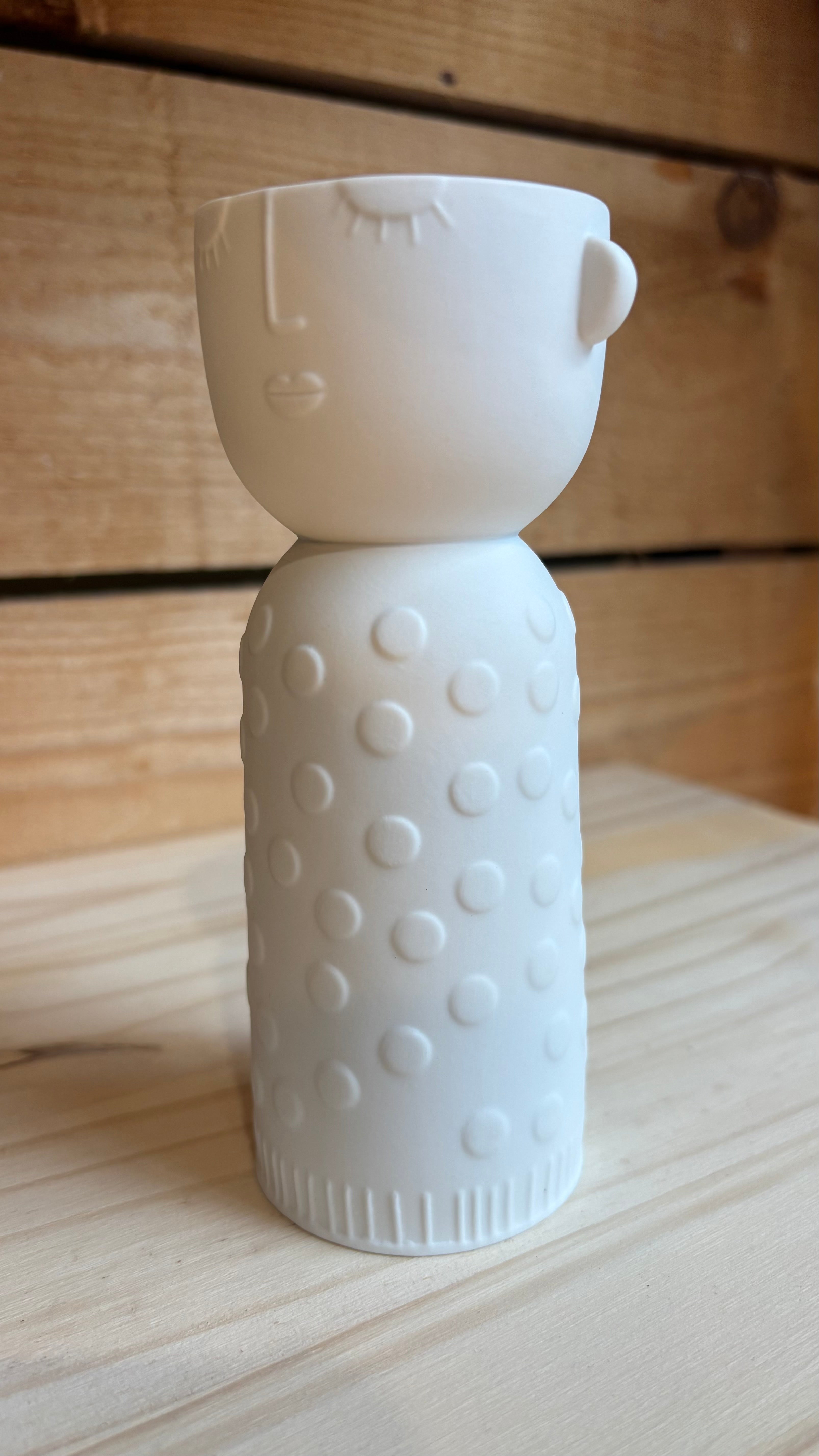 Vase Soliflore Visage Luna en Porcelaine H15 cm