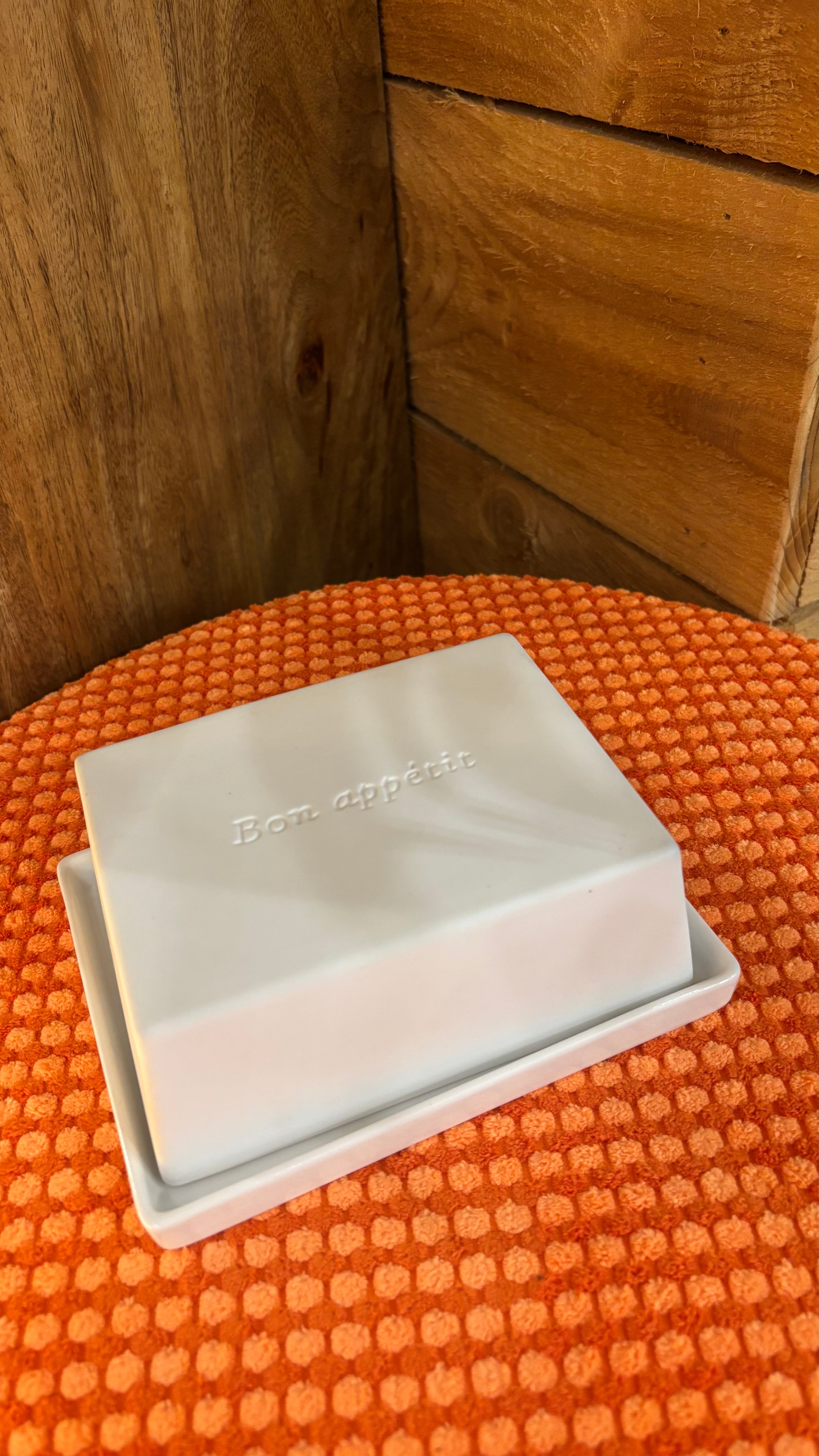 Beurrier en Porcelaine "Bon Appétit"