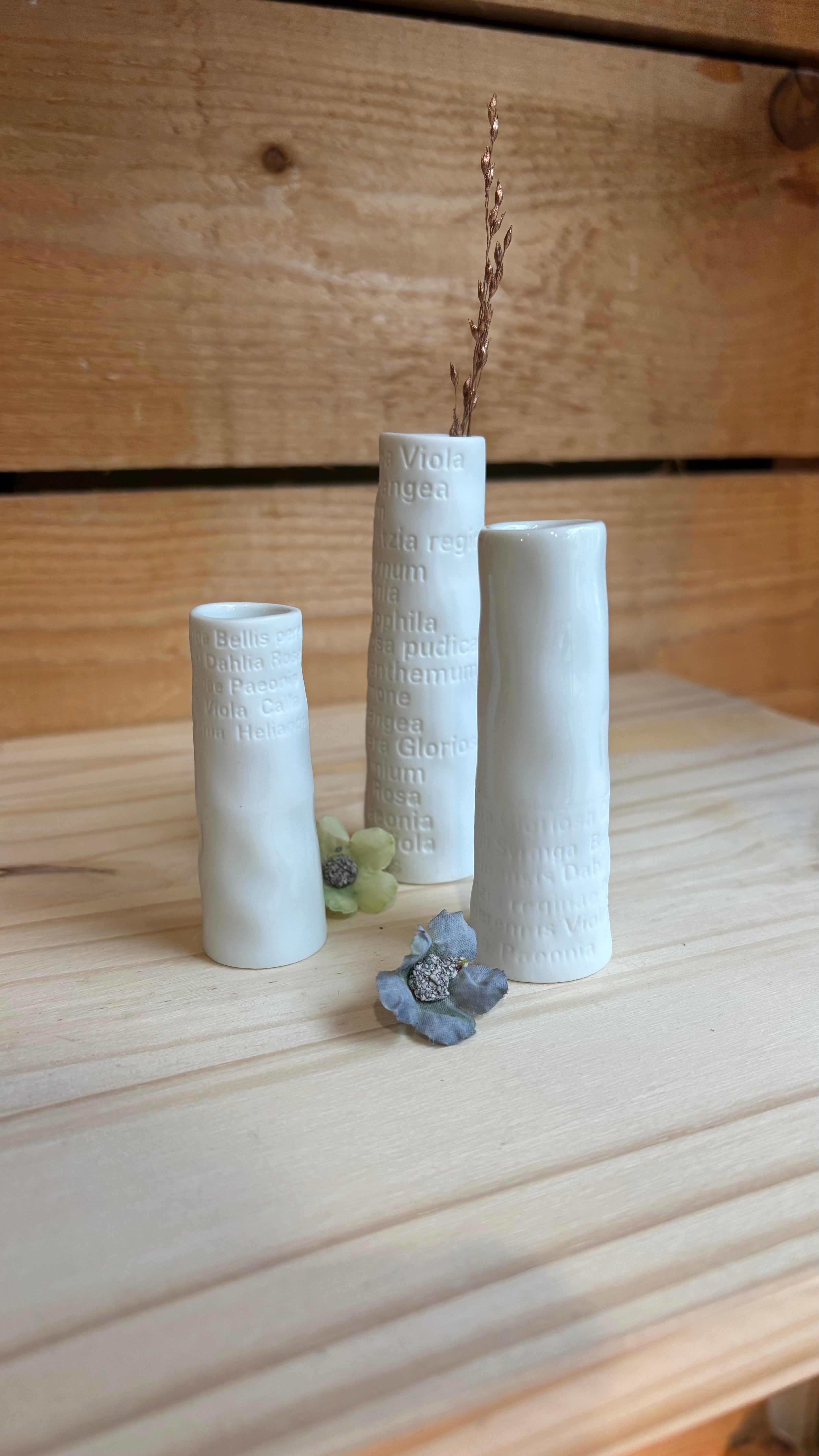 Set de 3 Mini Vases “Poésie Typologie” en Porcelaine