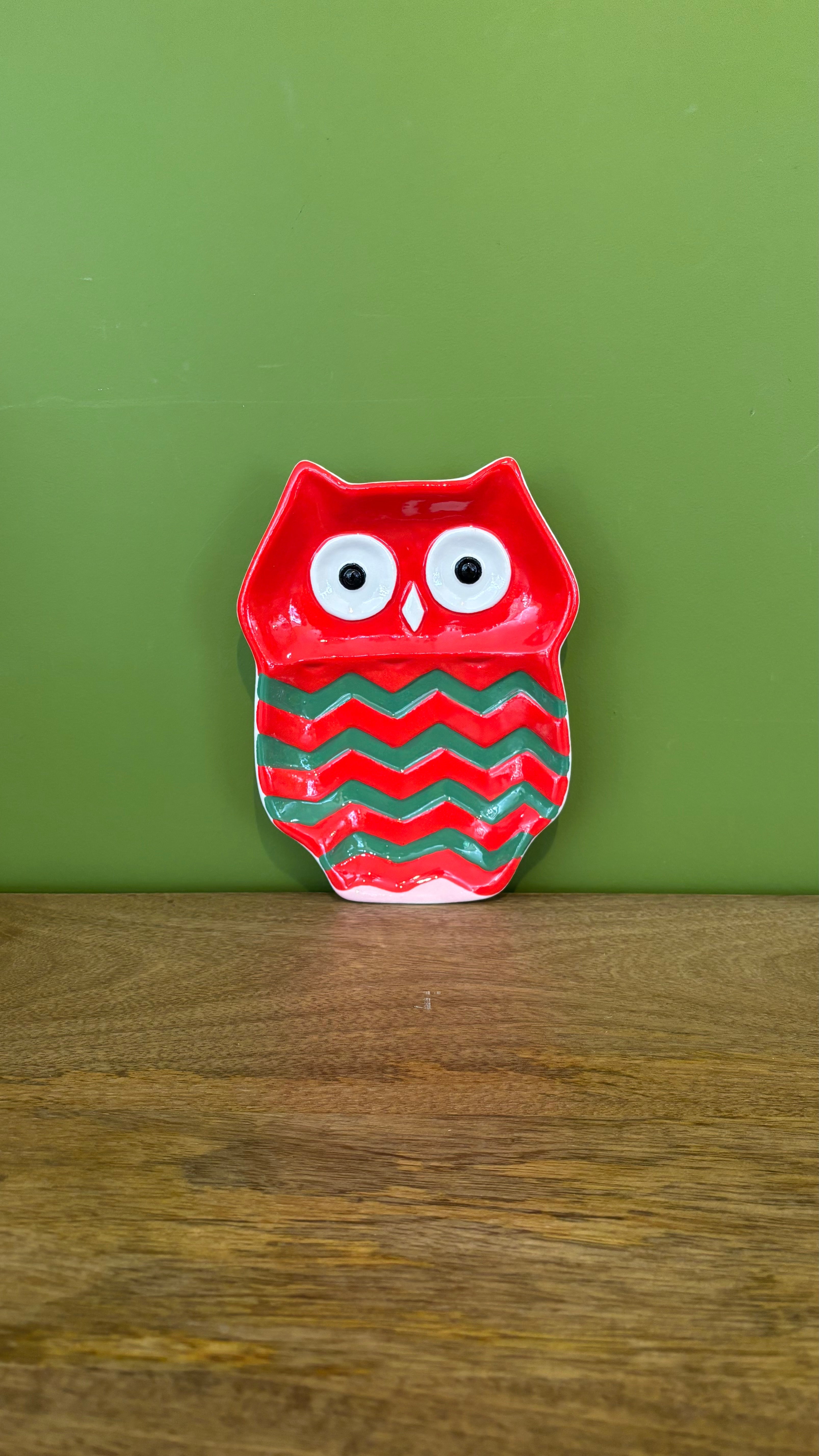 Vide Poche Chouette Rouge & Vert
