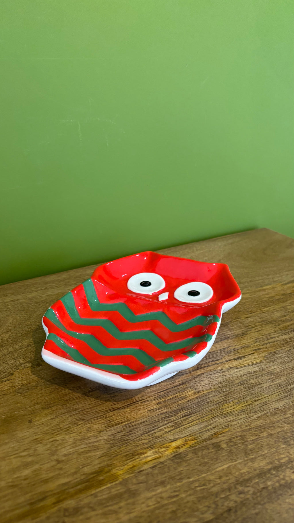 Vide Poche Chouette Rouge & Vert