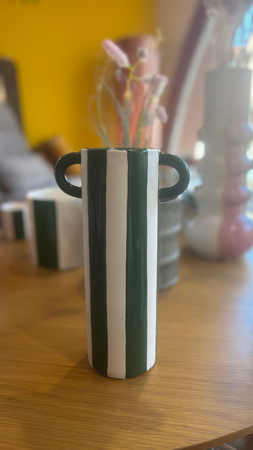 Vase à Rayures Vert