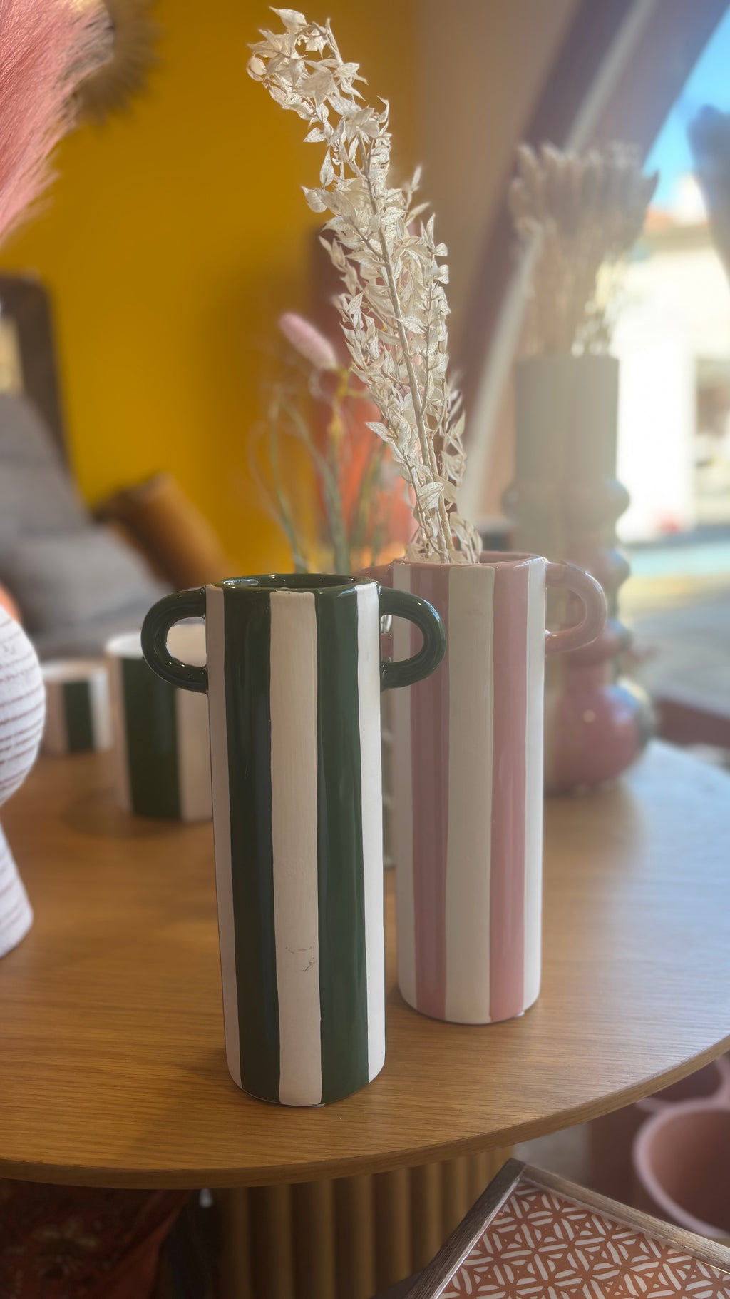 Vase à Rayures Vert