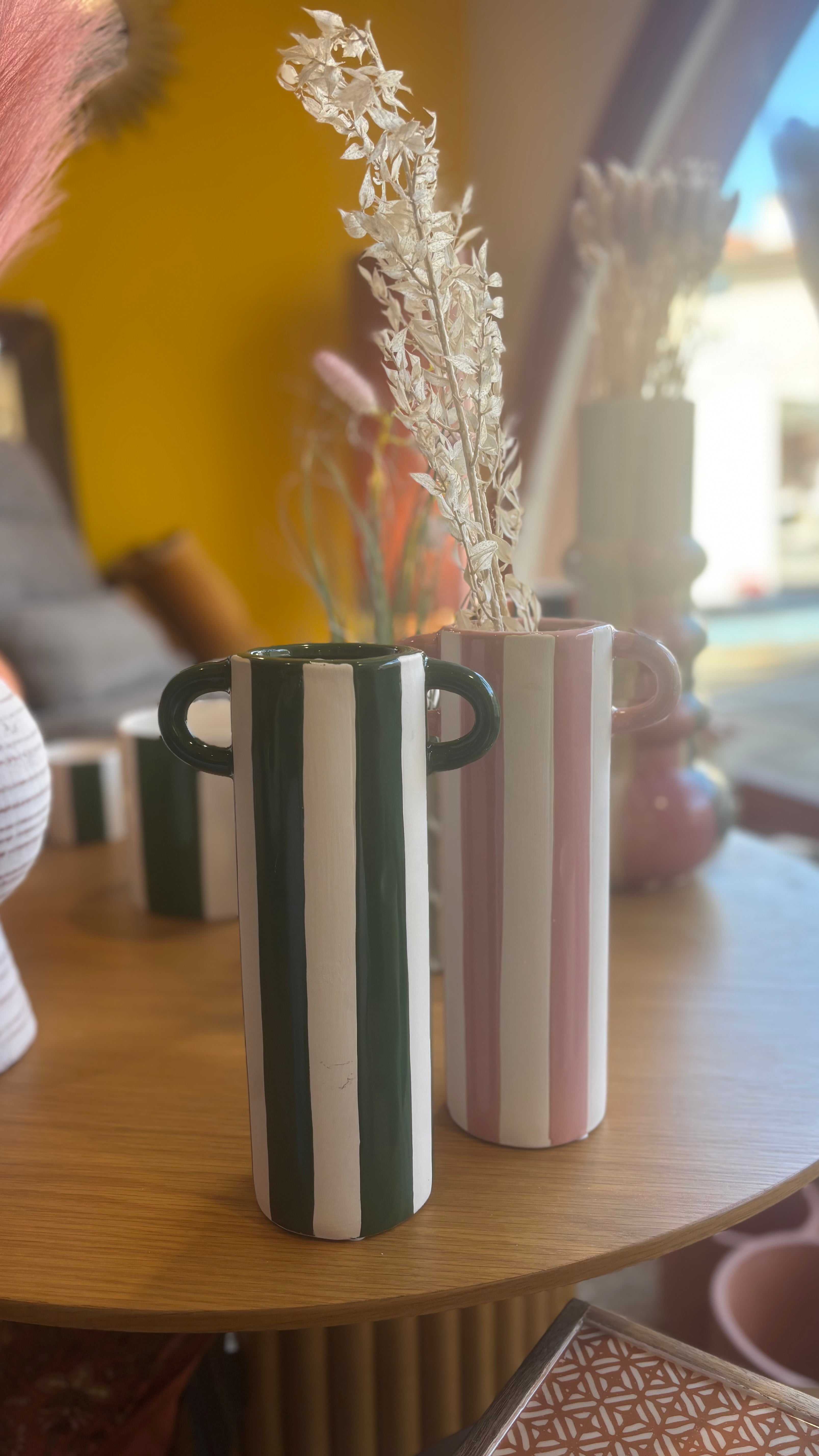 Vase à Rayures Vert