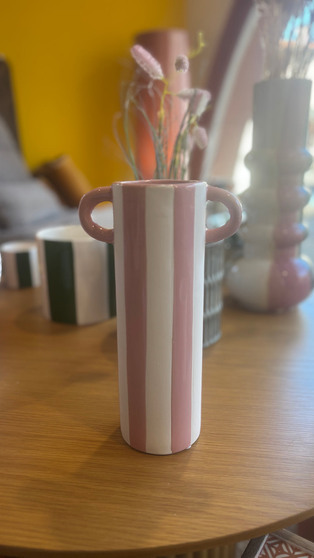 Vase à rayures Rose