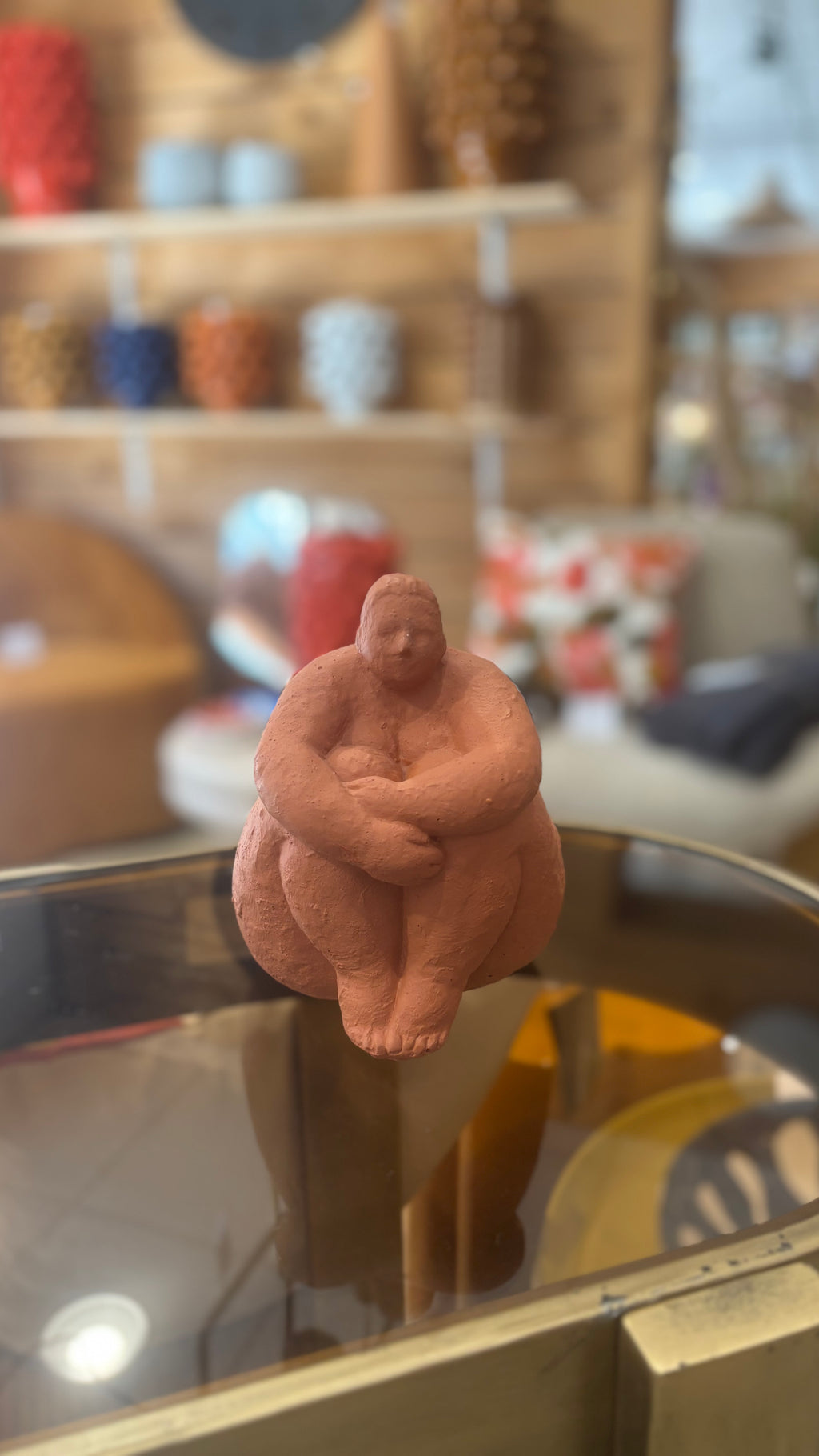 Statue en Terre Cuite Assise Terracotta