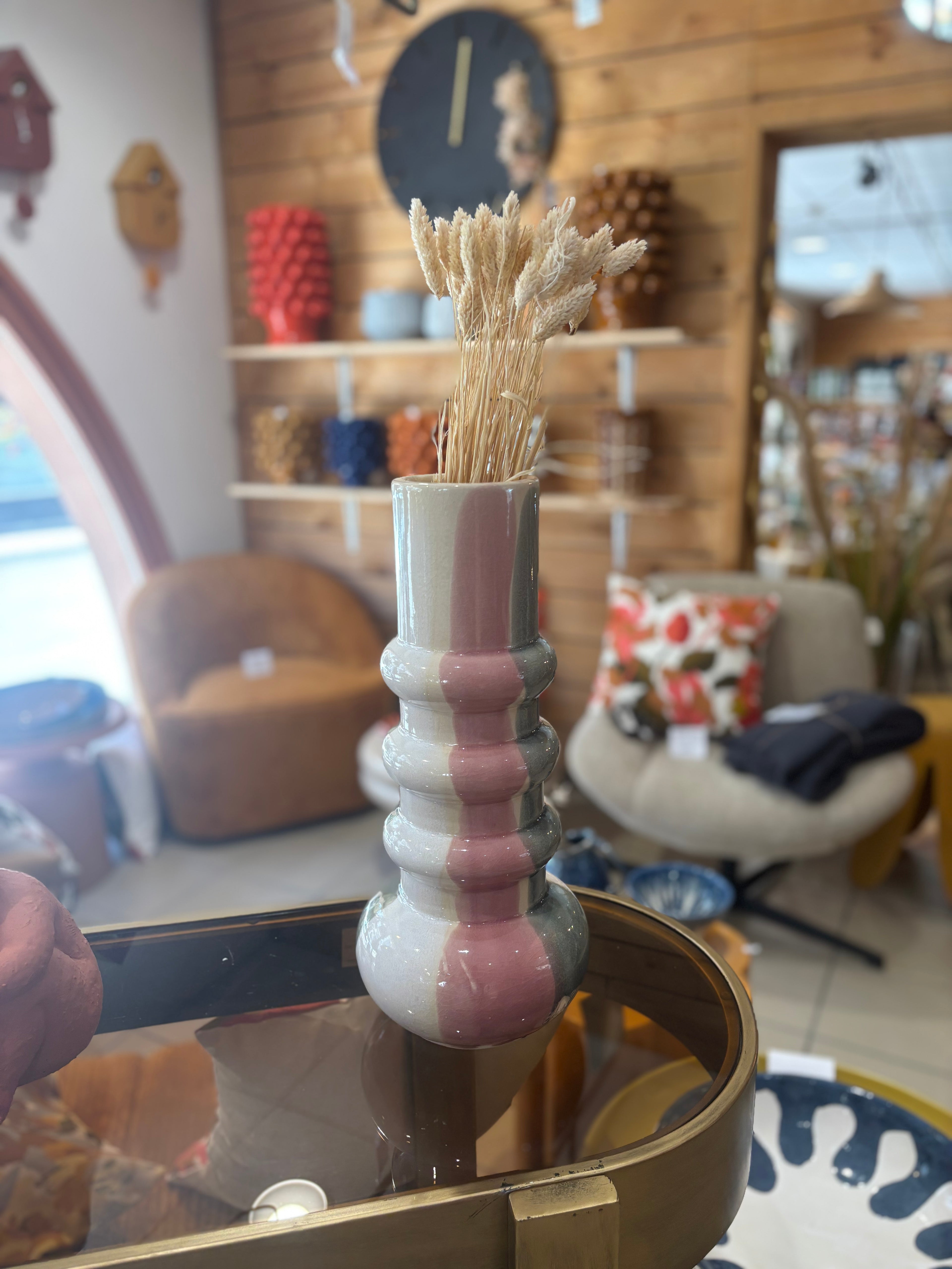 Vase en Céramique Niji Rose/Gris/Blanc