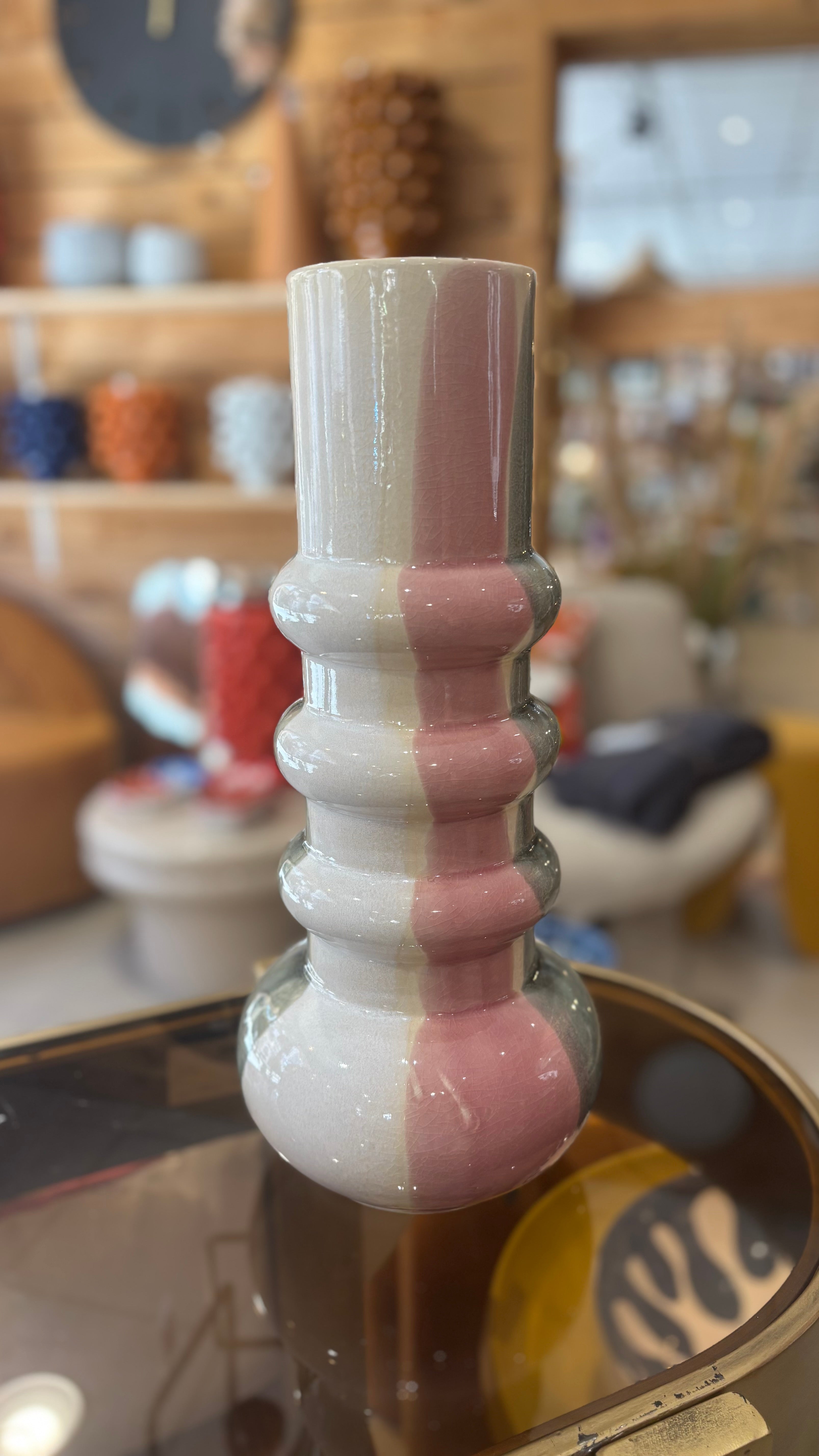 Vase en Céramique Niji Rose/Gris/Blanc