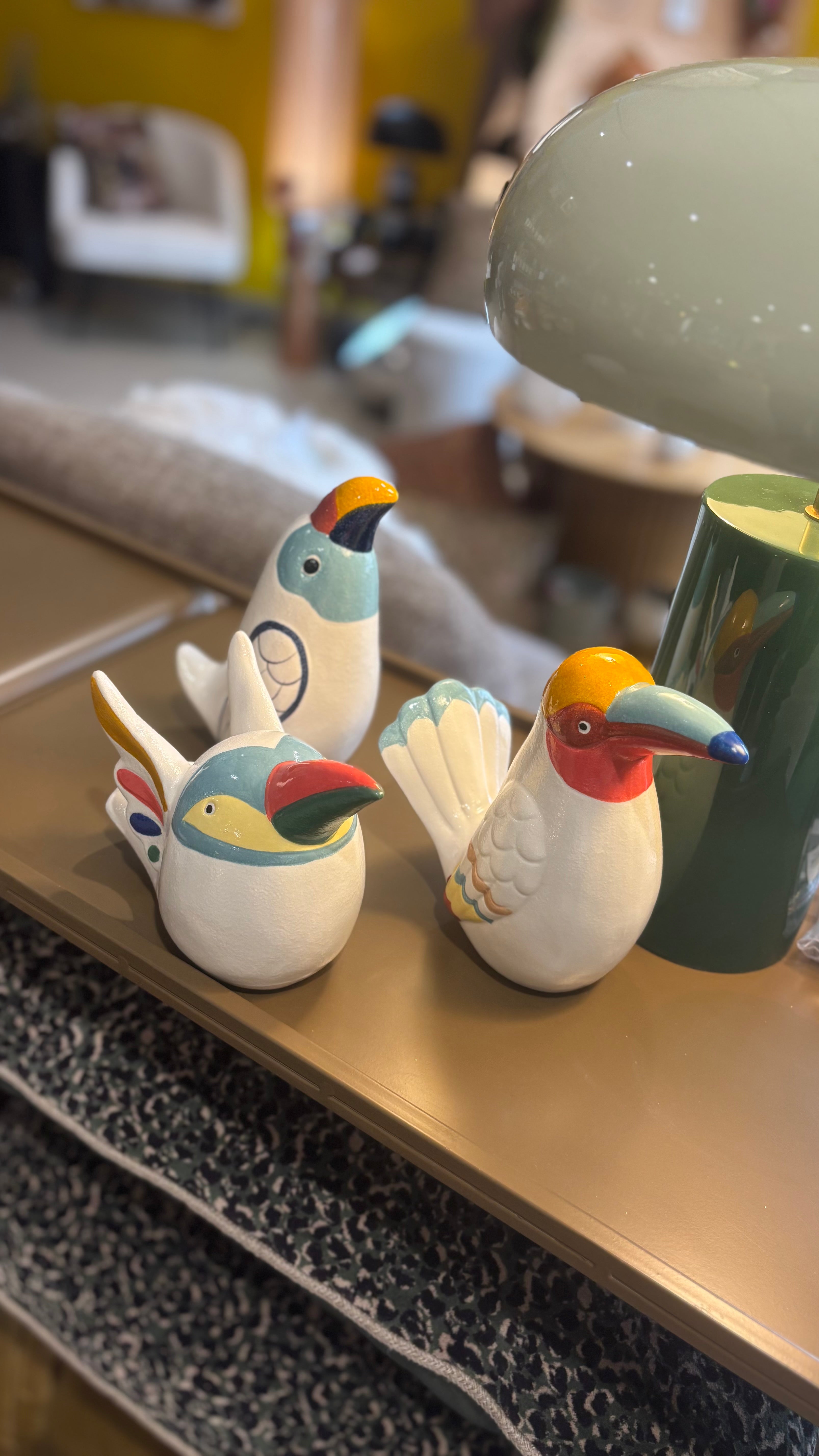 Perruche décorative en céramique multicolore