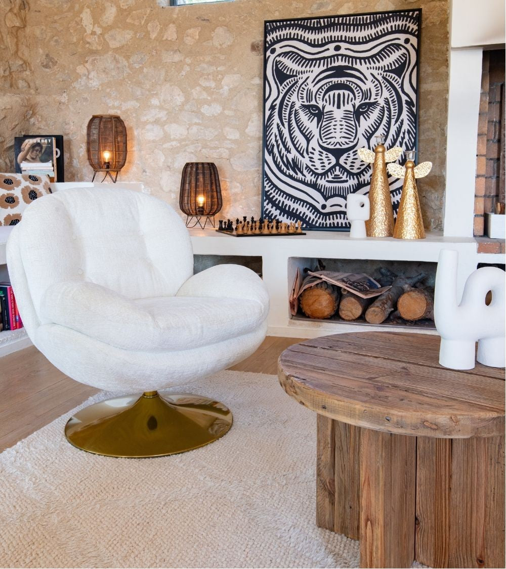 Fauteuil Memento Blanc – Pieds dorés