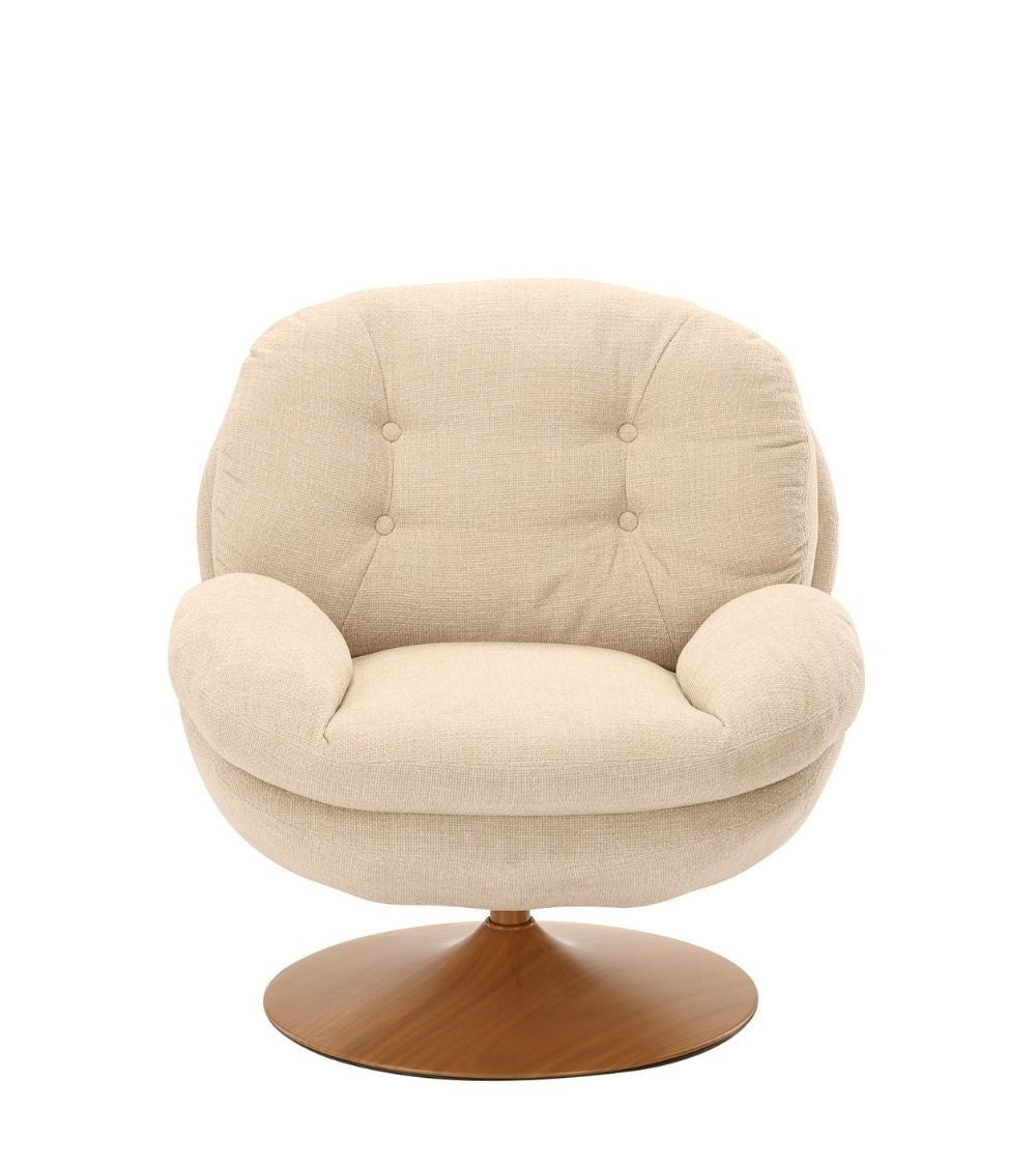 Fauteuil Memento RETRO Beige, Pied bois Clair