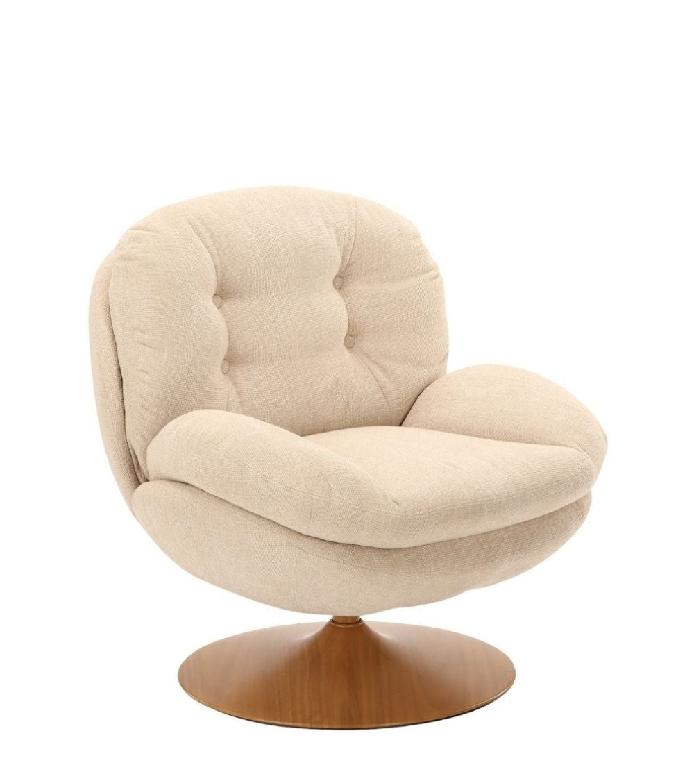 Fauteuil Memento RETRO Beige, Pied bois Clair