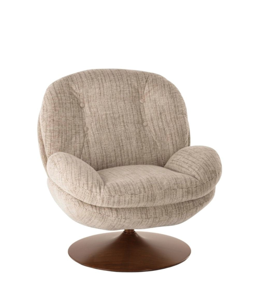 Fauteuil Memento RETRO Beige, Pied bois Foncé