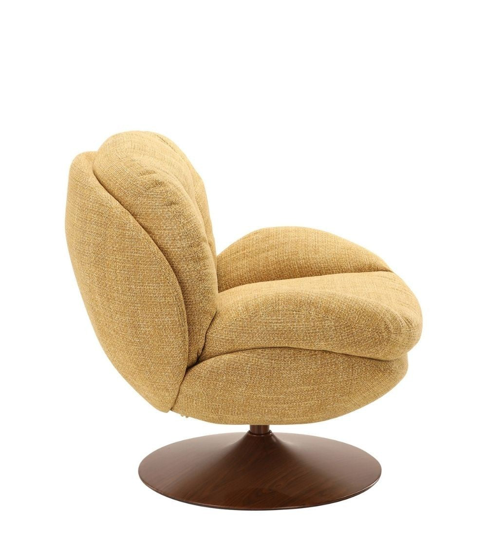 Fauteuil Memento Rétro Moutarde, Pied bois Foncé