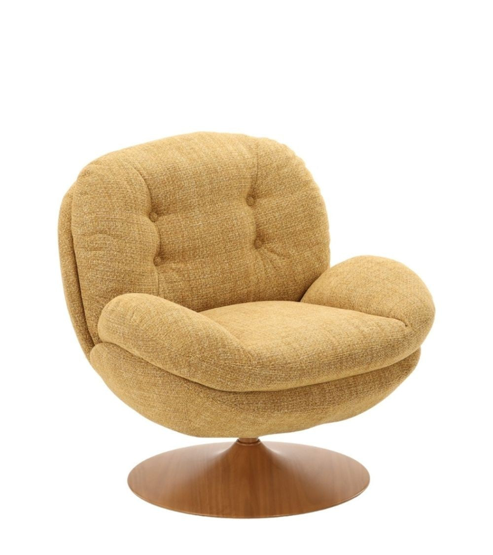 Fauteuil Memento RETRO Moutarde, Pied bois Clair