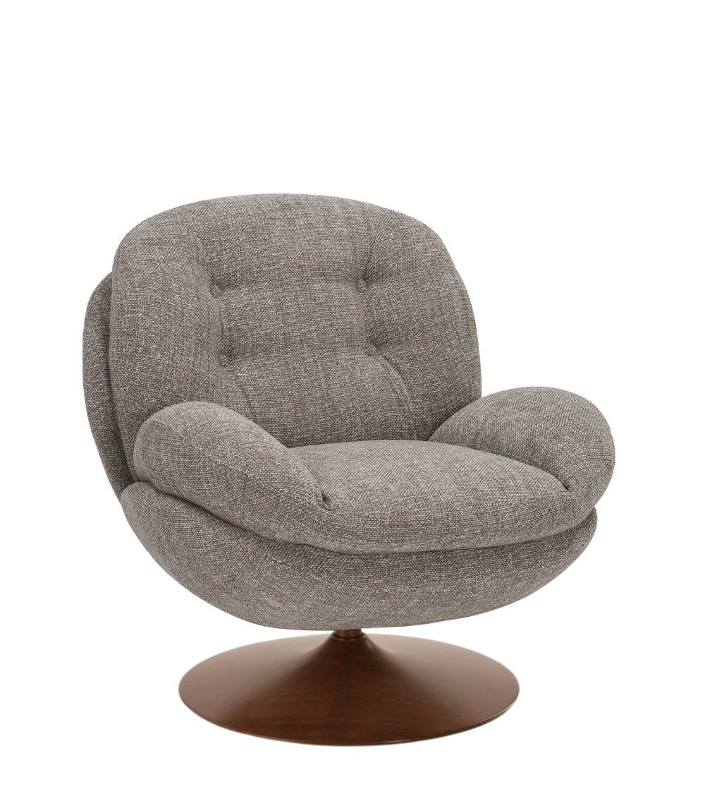 Fauteuil Memento RETRO Taupe, Pied bois Foncé