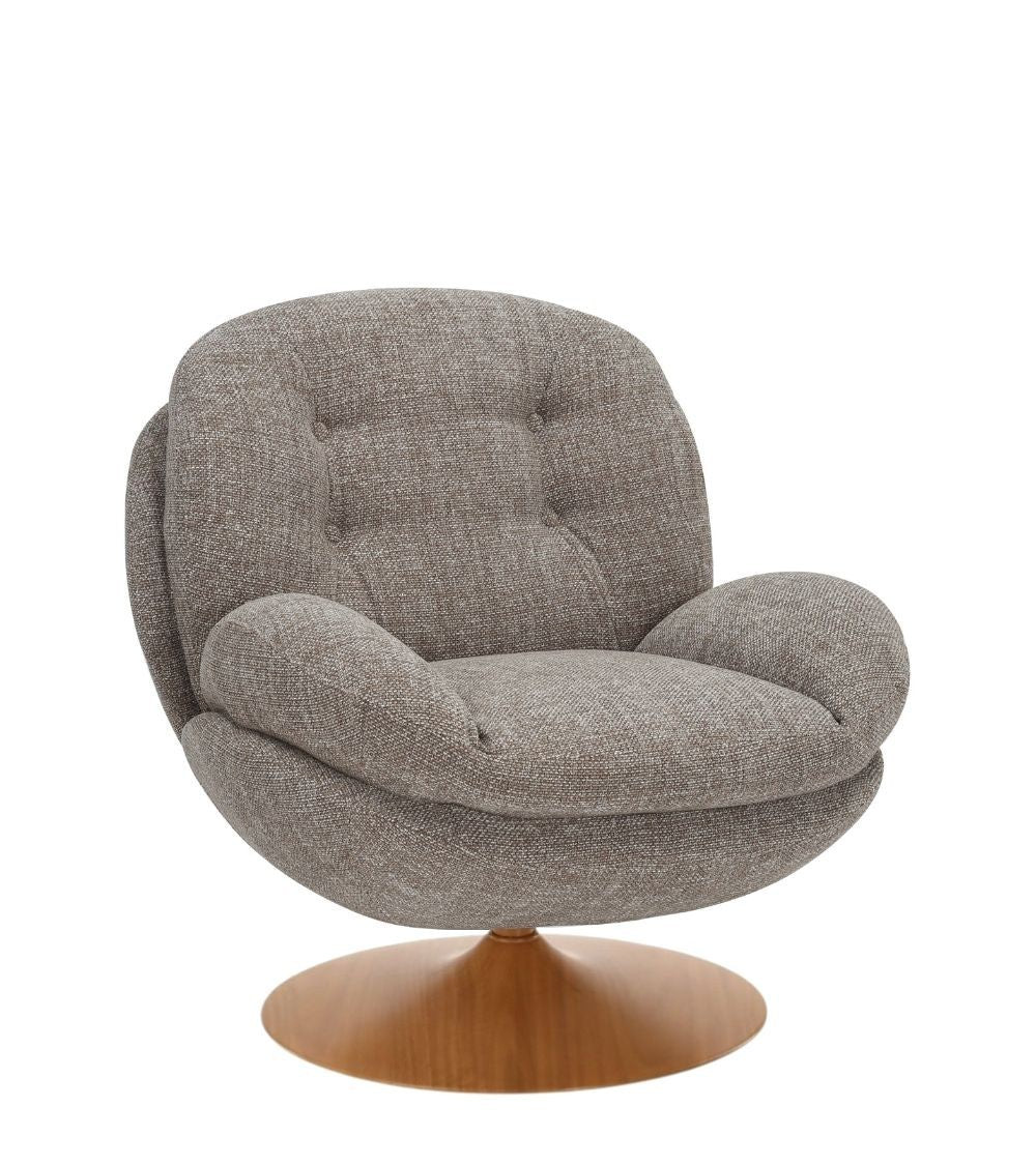Fauteuil Memento RETRO Taupe, Pied Bois Clair