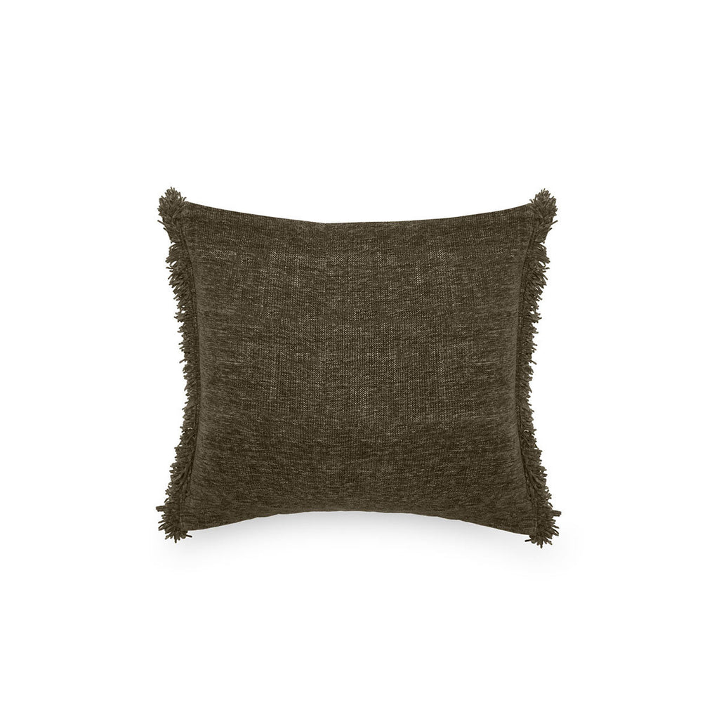 Coussin Anta à Franges Olive – 45 × 45 cm
