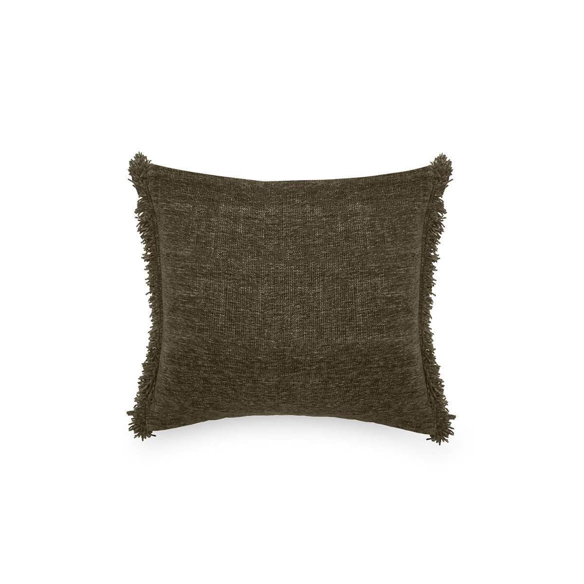 Coussin Anta à Franges Olive – 45 × 45 cm