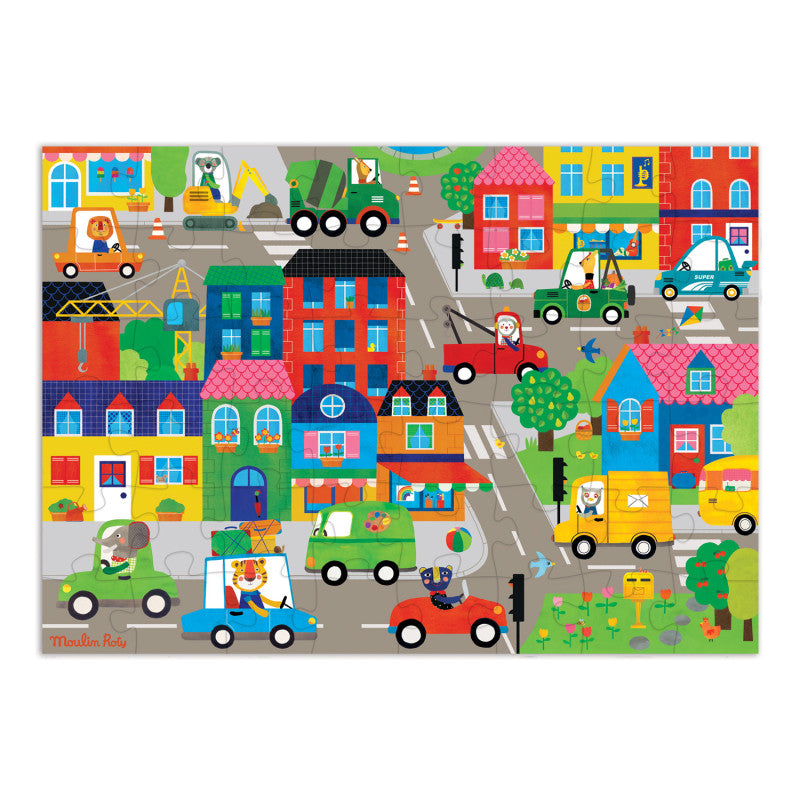 Puzzle d’observation « En ville » 48 pièces Les Popipop