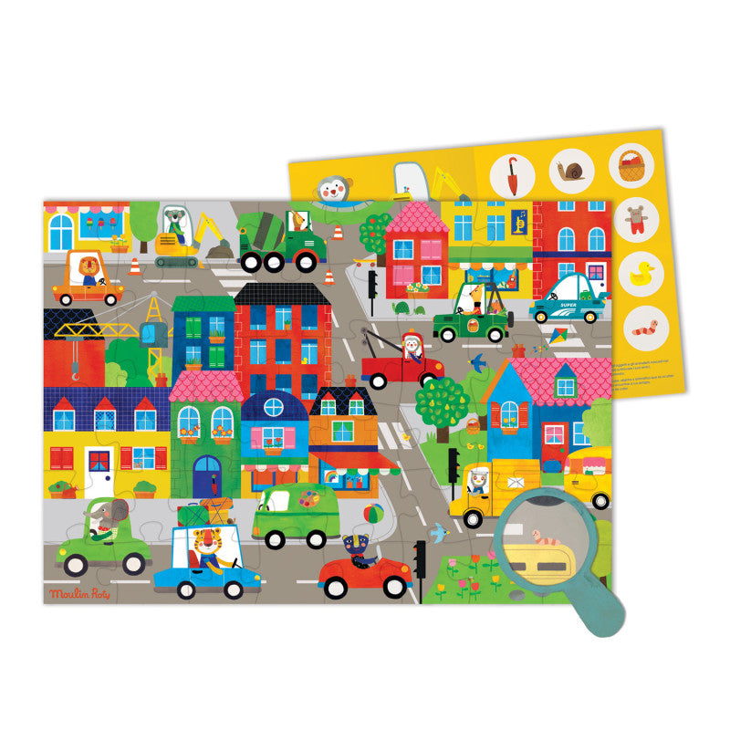 Puzzle d’observation « En ville » 48 pièces Les Popipop