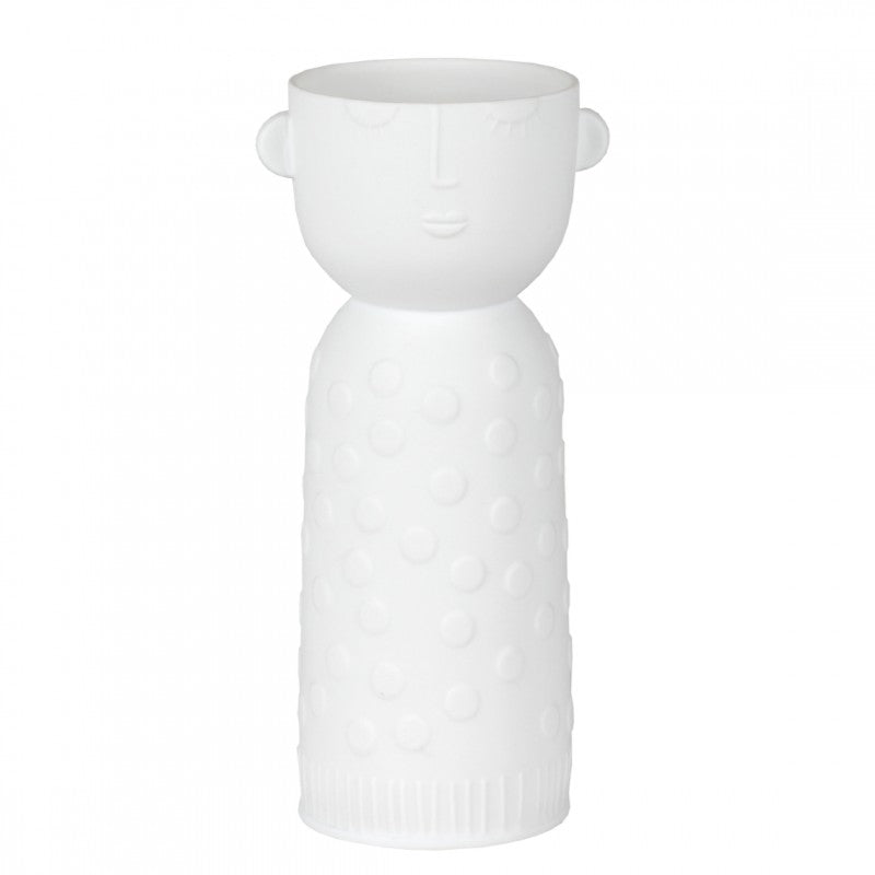 Vase Soliflore Visage Luna en Porcelaine H15 cm